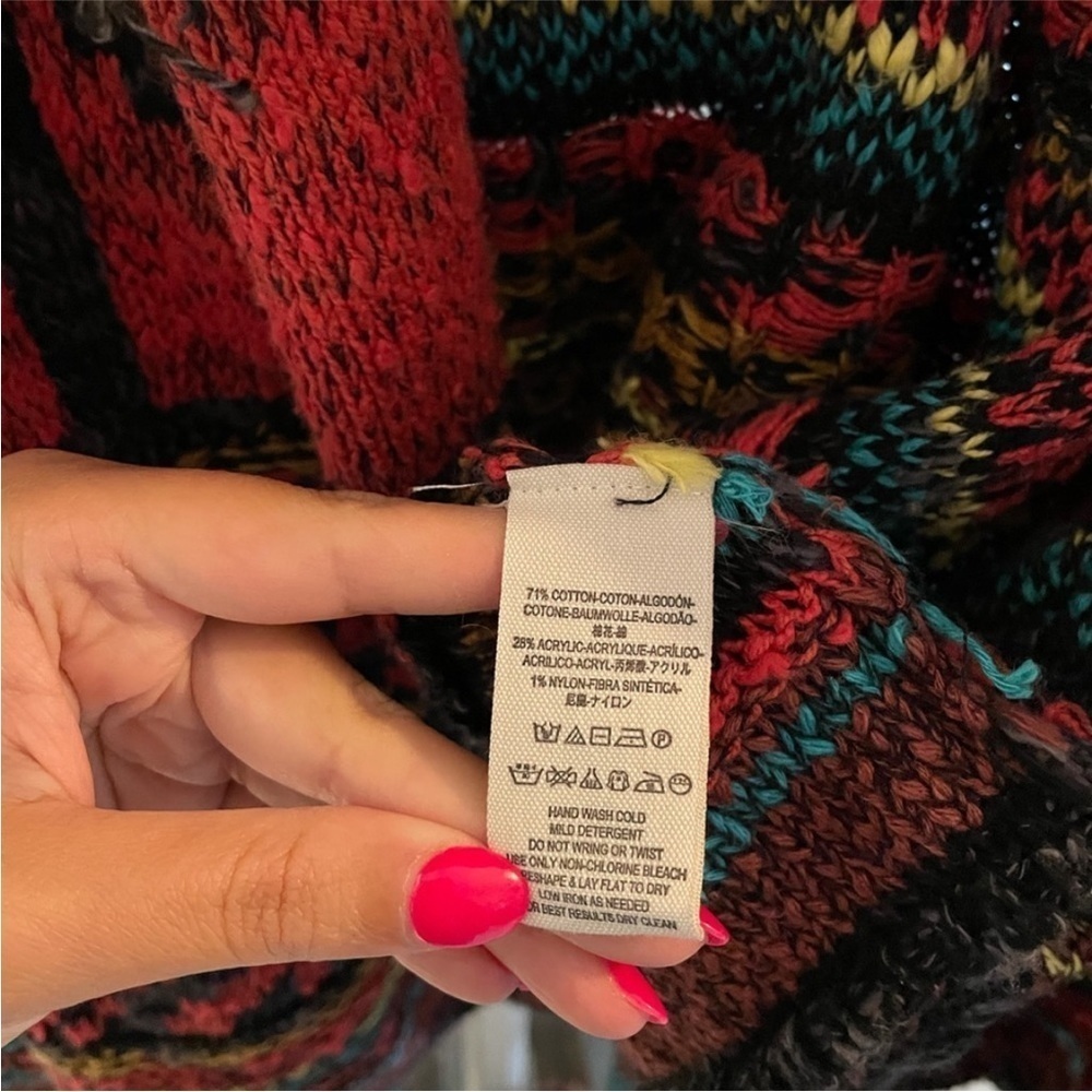 Free People Southwestern Cardigan Duster Jacket Fringe Aztec Size Medium large - Picture 13 of 15